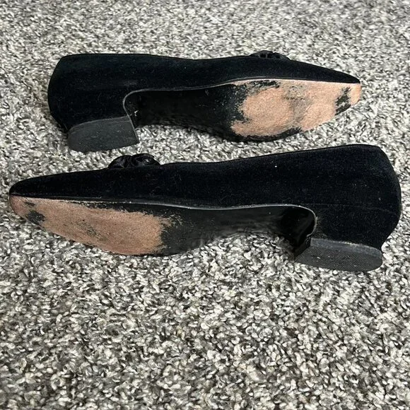 Vintage Velvet Kitten Heel Shoes Womens 8.5 Embellished Rose Coquette Whimsigoth - Picture 6 of 8